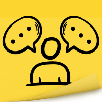 A Person with Two Word Balloons